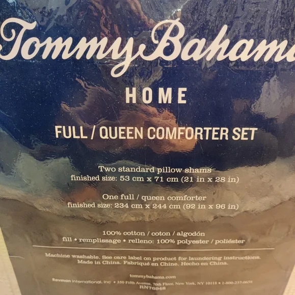 Comforter Set- Tommy Bahama Light Green Cotton Bedding Full/Queen - Picture 4 of 6